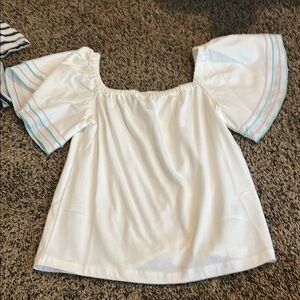 Janie and Jack White Puff Sleeve Ruffled Blouse